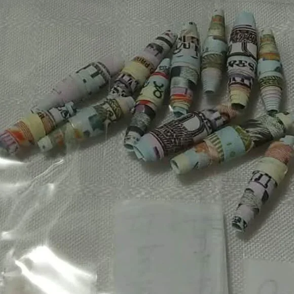 One-of-a-kind handmade/hand rolled paper beads/jewelry making/craft supplies/DIY - Picture 2 of 11